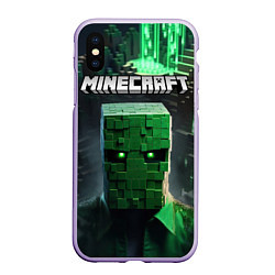 Чехол iPhone XS Max матовый Minecraft зеленый персонаж каменные джунгли