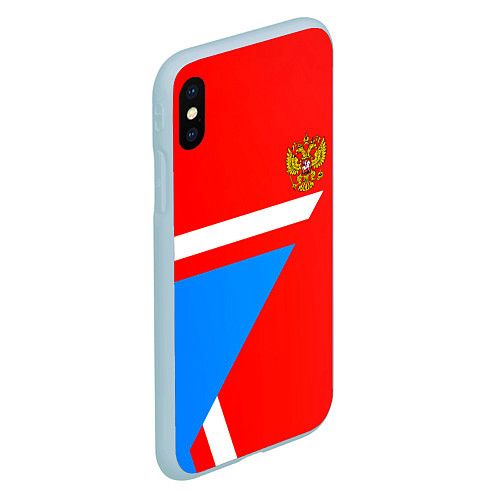 Чехол iPhone XS Max матовый Герб России звезда спорт / 3D-Голубой – фото 2