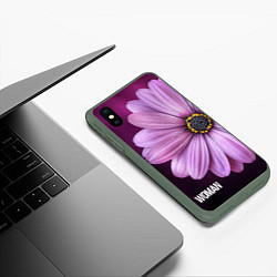 Чехол iPhone XS Max матовый Фиолетовый цветок - WOMAN, цвет: 3D-темно-зеленый — фото 2