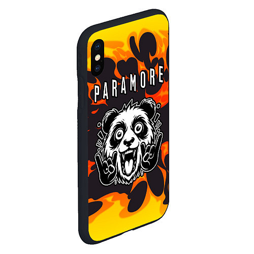 Чехол iPhone XS Max матовый Paramore рок панда и огонь / 3D-Черный – фото 2