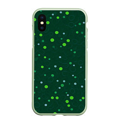 Чехол iPhone XS Max матовый Прикольный горошек зелёный, цвет: 3D-салатовый