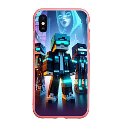 Чехол iPhone XS Max матовый Minecraft - neon metropolis ai art, цвет: 3D-баблгам