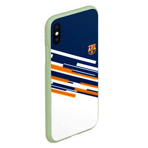 Чехол iPhone XS Max матовый Реал мадрид текстура футбол спорт / 3D-Салатовый – фото 2