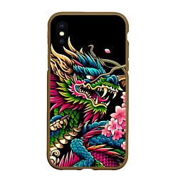 Чехол iPhone XS Max матовый Irezumi - Japanese dragon ai art, цвет: 3D-коричневый