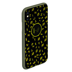 Чехол iPhone XS Max матовый Twenty one pilots pattern rock yellow, цвет: 3D-темно-зеленый — фото 2