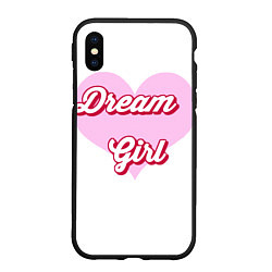Чехол iPhone XS Max матовый Девушка-мечта и розовое сердце, цвет: 3D-черный
