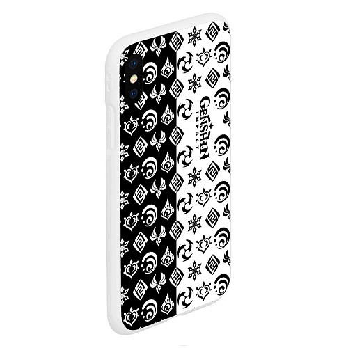 Чехол iPhone XS Max матовый Genshin Impact - black and white / 3D-Белый – фото 2
