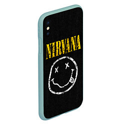 Чехол iPhone XS Max матовый Джинсовка с nirvana, цвет: 3D-мятный — фото 2
