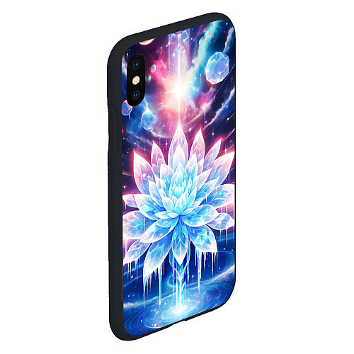 Чехол iPhone XS Max матовый Космический цветок из льда - эзотерический лотос / 3D-Черный – фото 2