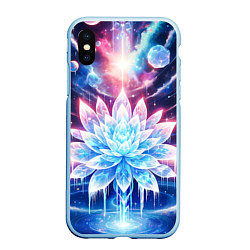 Чехол iPhone XS Max матовый Космический цветок из льда - эзотерический лотос, цвет: 3D-голубой