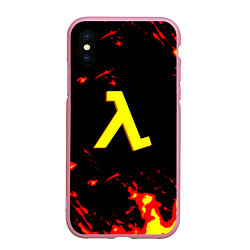 Чехол iPhone XS Max матовый Half life огненный стиль лава, цвет: 3D-розовый