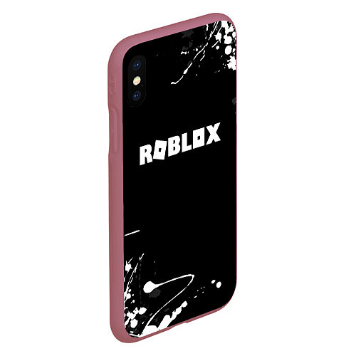 Чехол iPhone XS Max матовый Roblox текстура краски белые / 3D-Малиновый – фото 2