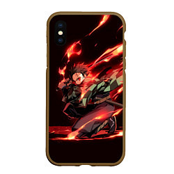 Чехол iPhone XS Max матовый Тандзиро пламя