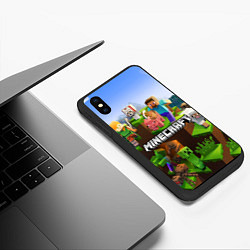 Чехол iPhone XS Max матовый Minecraft pixel world, цвет: 3D-черный — фото 2