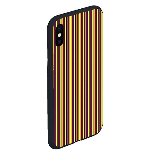 Чехол iPhone XS Max матовый Жёлто-бордовый вертикальные полосы / 3D-Черный – фото 2