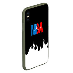 Чехол iPhone XS Max матовый Баскетбол нба огонь, цвет: 3D-темно-зеленый — фото 2