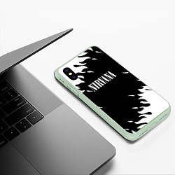 Чехол iPhone XS Max матовый Nirvana текстура огонь, цвет: 3D-салатовый — фото 2