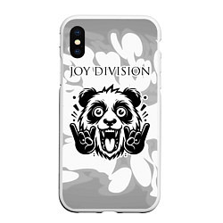 Чехол iPhone XS Max матовый Joy Division рок панда на светлом фоне, цвет: 3D-белый