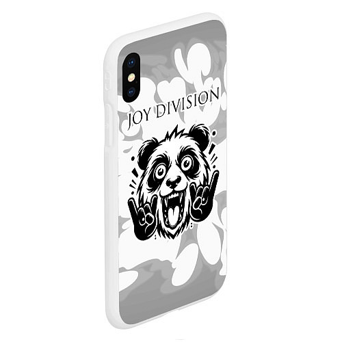 Чехол iPhone XS Max матовый Joy Division рок панда на светлом фоне / 3D-Белый – фото 2