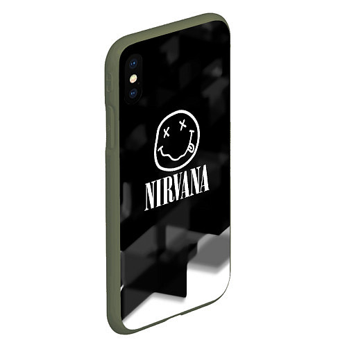 Чехол iPhone XS Max матовый Nirvana текстура рок / 3D-Темно-зеленый – фото 2