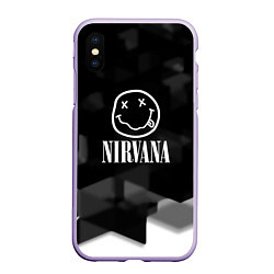 Чехол iPhone XS Max матовый Nirvana текстура рок, цвет: 3D-светло-сиреневый