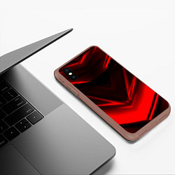 Чехол iPhone XS Max матовый Geometry stripes line, цвет: 3D-коричневый — фото 2