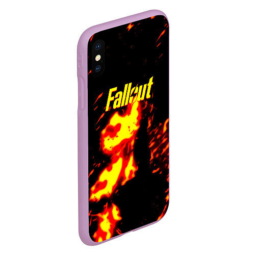 Чехол iPhone XS Max матовый Fallout огнненое лого / 3D-Сиреневый – фото 2