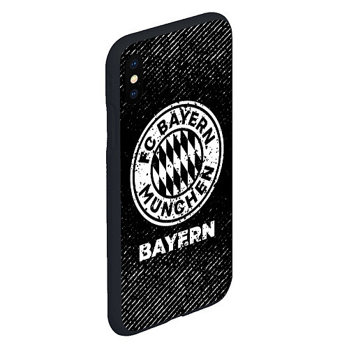 Чехол iPhone XS Max матовый Bayern с потертостями на темном фоне / 3D-Черный – фото 2