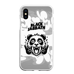 Чехол iPhone XS Max матовый Black Sabbath рок панда на светлом фоне, цвет: 3D-белый