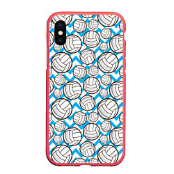 Чехол iPhone XS Max матовый Мячи волейбольные паттерн