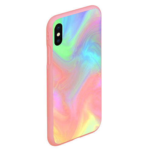 Чехол iPhone XS Max матовый Абстракция смесь красок светлый тай-дай / 3D-Баблгам – фото 2