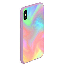 Чехол iPhone XS Max матовый Абстракция смесь красок светлый тай-дай, цвет: 3D-сиреневый — фото 2