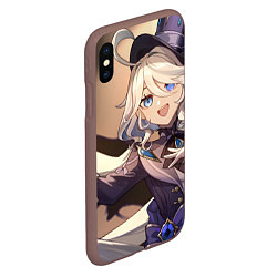 Чехол iPhone XS Max матовый Genshin Impact Furina happy smile, цвет: 3D-коричневый — фото 2