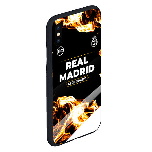 Чехол iPhone XS Max матовый Real Madrid legendary sport fire / 3D-Черный – фото 2