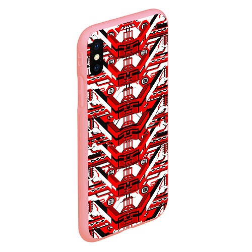 Чехол iPhone XS Max матовый Красно-белая техно броня / 3D-Баблгам – фото 2