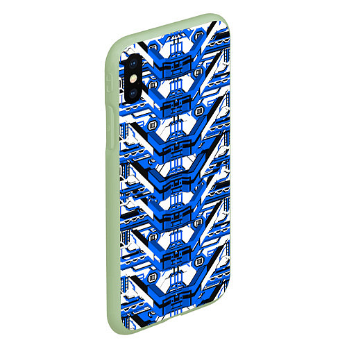 Чехол iPhone XS Max матовый Сине-белая техно броня / 3D-Салатовый – фото 2
