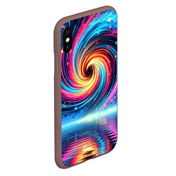 Чехол iPhone XS Max матовый Неоновая космическая абстракция - нейросеть, цвет: 3D-коричневый — фото 2