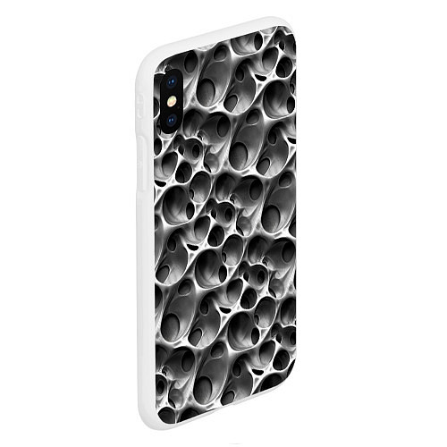 Чехол iPhone XS Max матовый Металл - текстура / 3D-Белый – фото 2