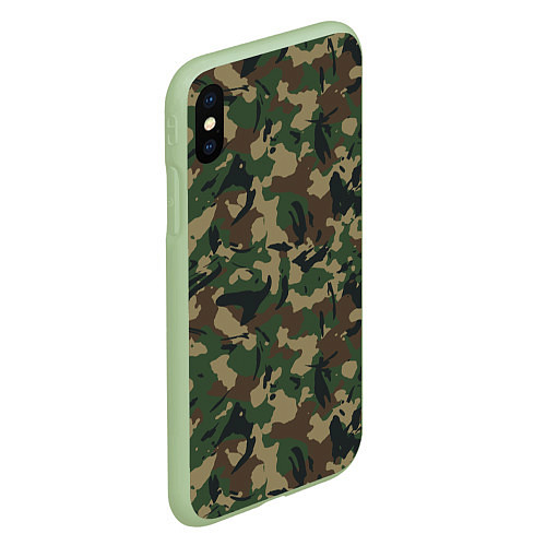 Чехол iPhone XS Max матовый Классический лесной камуфляж / 3D-Салатовый – фото 2