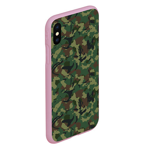 Чехол iPhone XS Max матовый Камуфляж Woodland классический / 3D-Розовый – фото 2