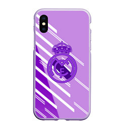 Чехол iPhone XS Max матовый Real Madrid текстура фк, цвет: 3D-светло-сиреневый
