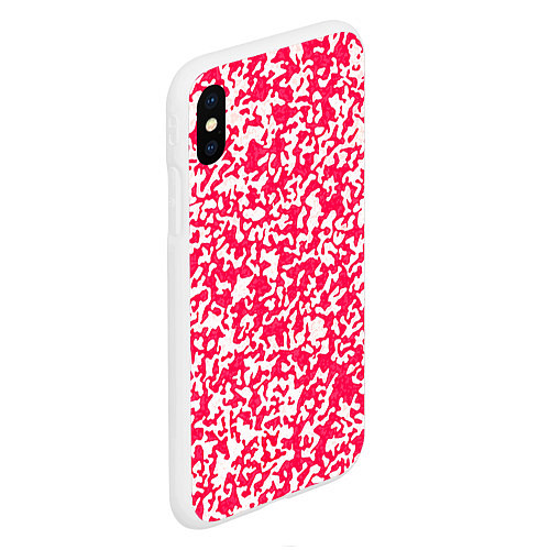 Чехол iPhone XS Max матовый Пятнистый бело-розовый / 3D-Белый – фото 2