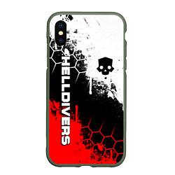 Чехол iPhone XS Max матовый Helldivers 2: Skull Logo, цвет: 3D-темно-зеленый