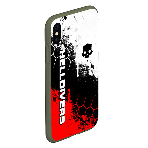 Чехол iPhone XS Max матовый Helldivers 2: Skull Logo / 3D-Темно-зеленый – фото 2