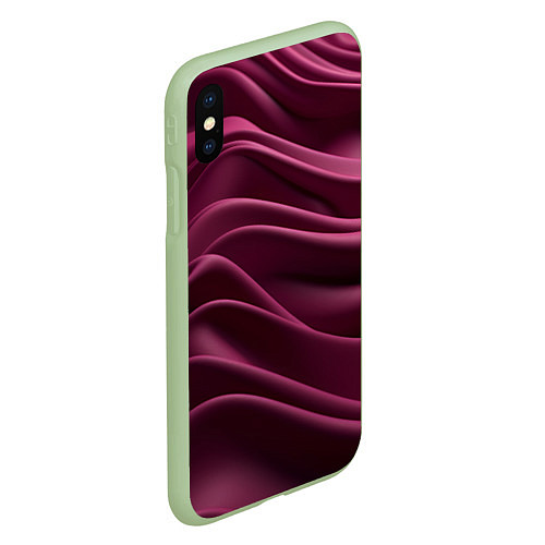 Чехол iPhone XS Max матовый Шелк бургунди / 3D-Салатовый – фото 2