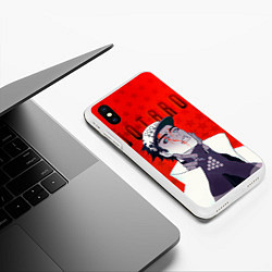 Чехол iPhone XS Max матовый Джотаро Куджо на фоне звездочек из ДжоДжо, цвет: 3D-белый — фото 2