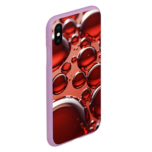 Чехол iPhone XS Max матовый Крупные красные капли / 3D-Сиреневый – фото 2