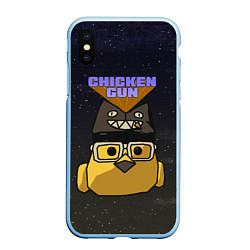 Чехол iPhone XS Max матовый Chicken gun space, цвет: 3D-голубой