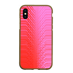 Чехол iPhone XS Max матовый Красные градиентные линии, цвет: 3D-коричневый