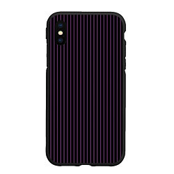 Чехол iPhone XS Max матовый Тёмный фиолетовый в полоску, цвет: 3D-черный